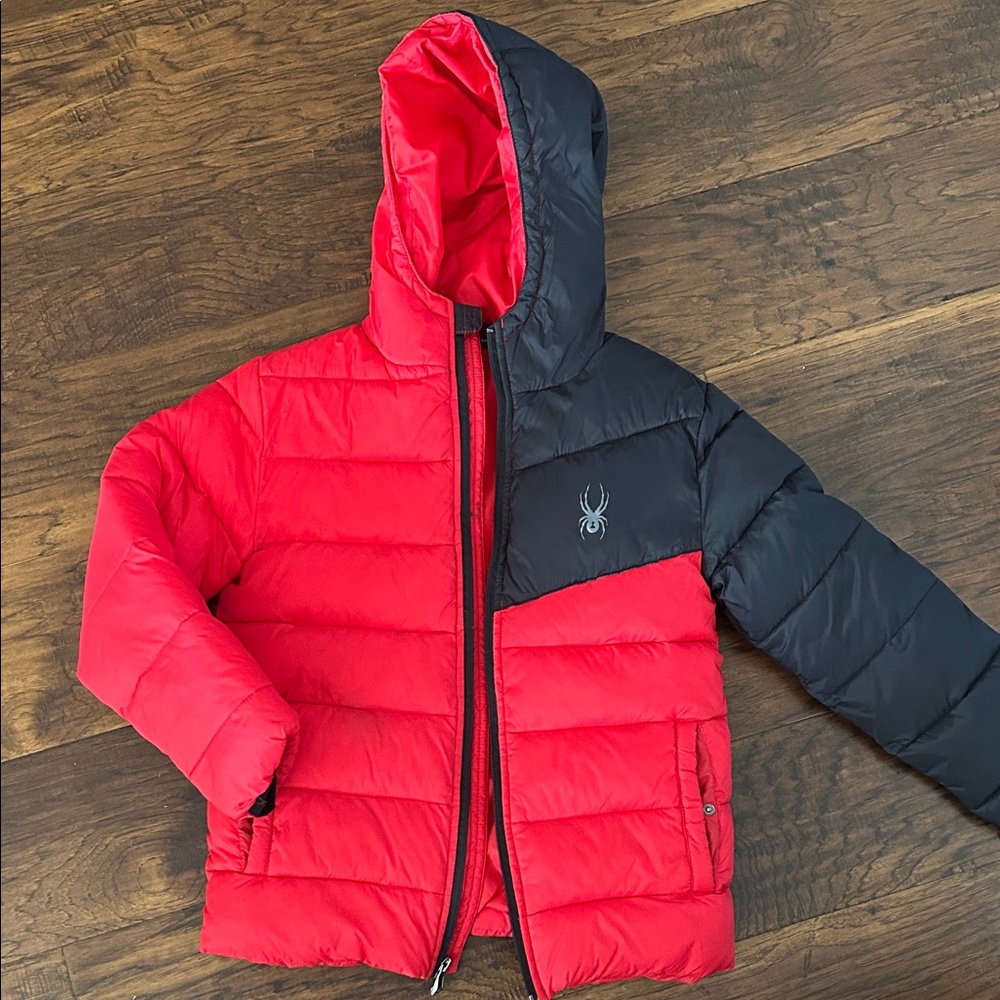 Spyder Kids Two-Tone Red and Black Puffer Jacket